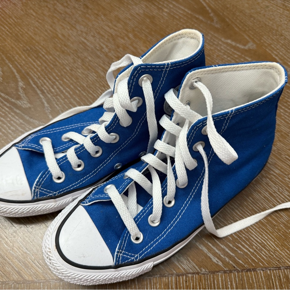 Converse Blue and White High-Top Sneakers